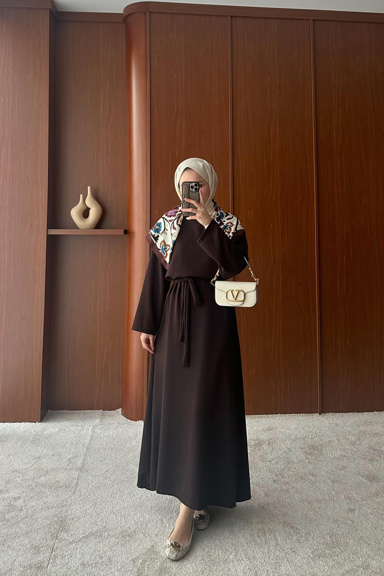 Basic Oysho Elbise - KAHVE