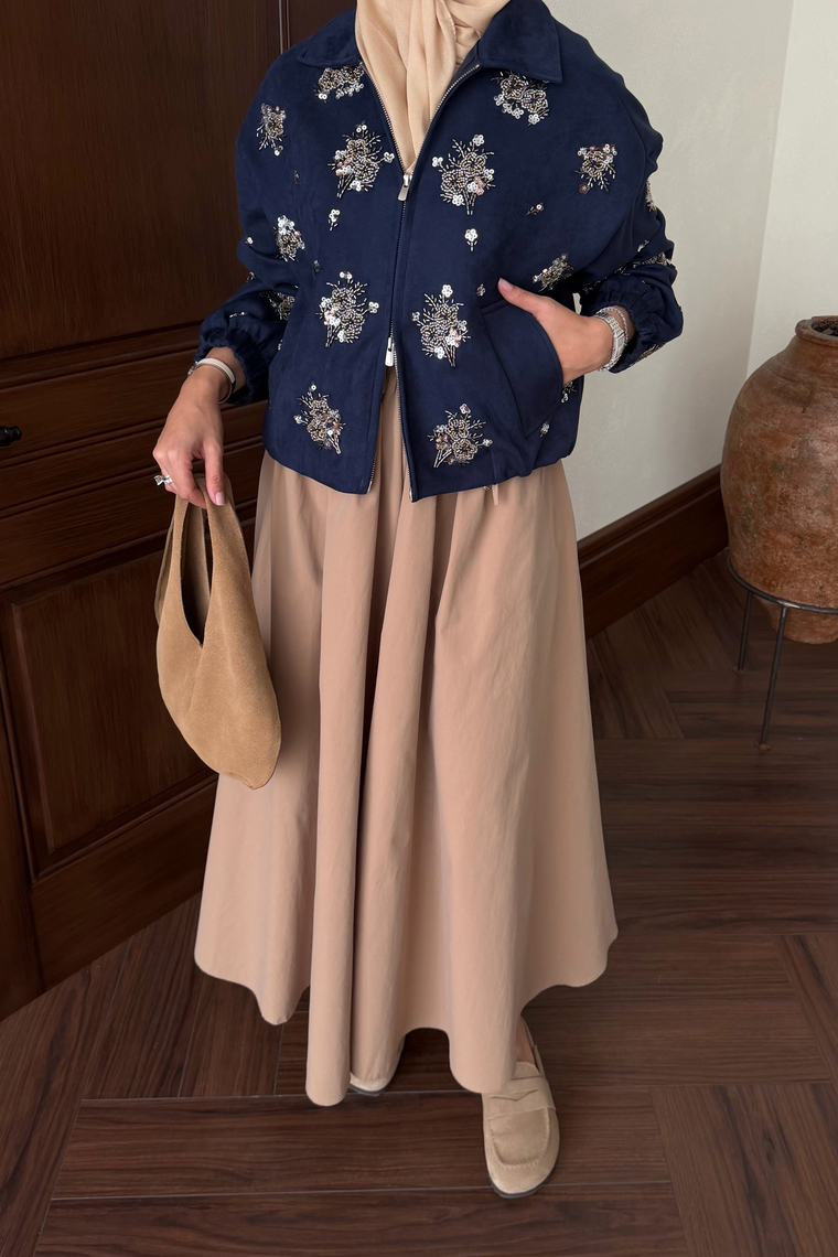 Bel Lastikli Poplin Etek - CAMEL
