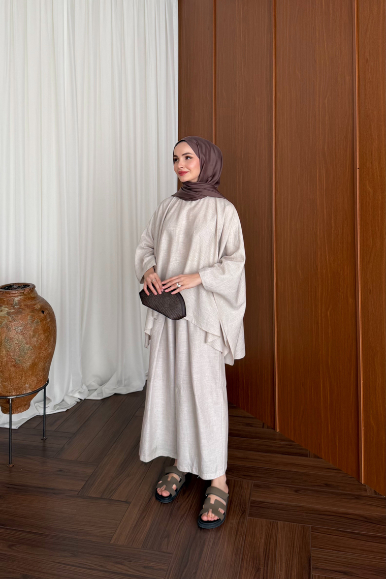 Bella Keten Premium Pantolon Takım - NATUREL