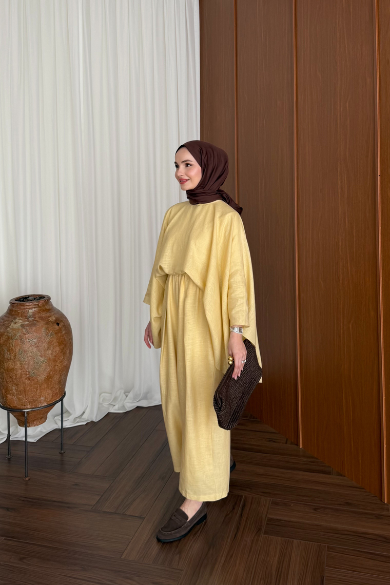 Bella Keten Premium Pantolon Takım - SARI