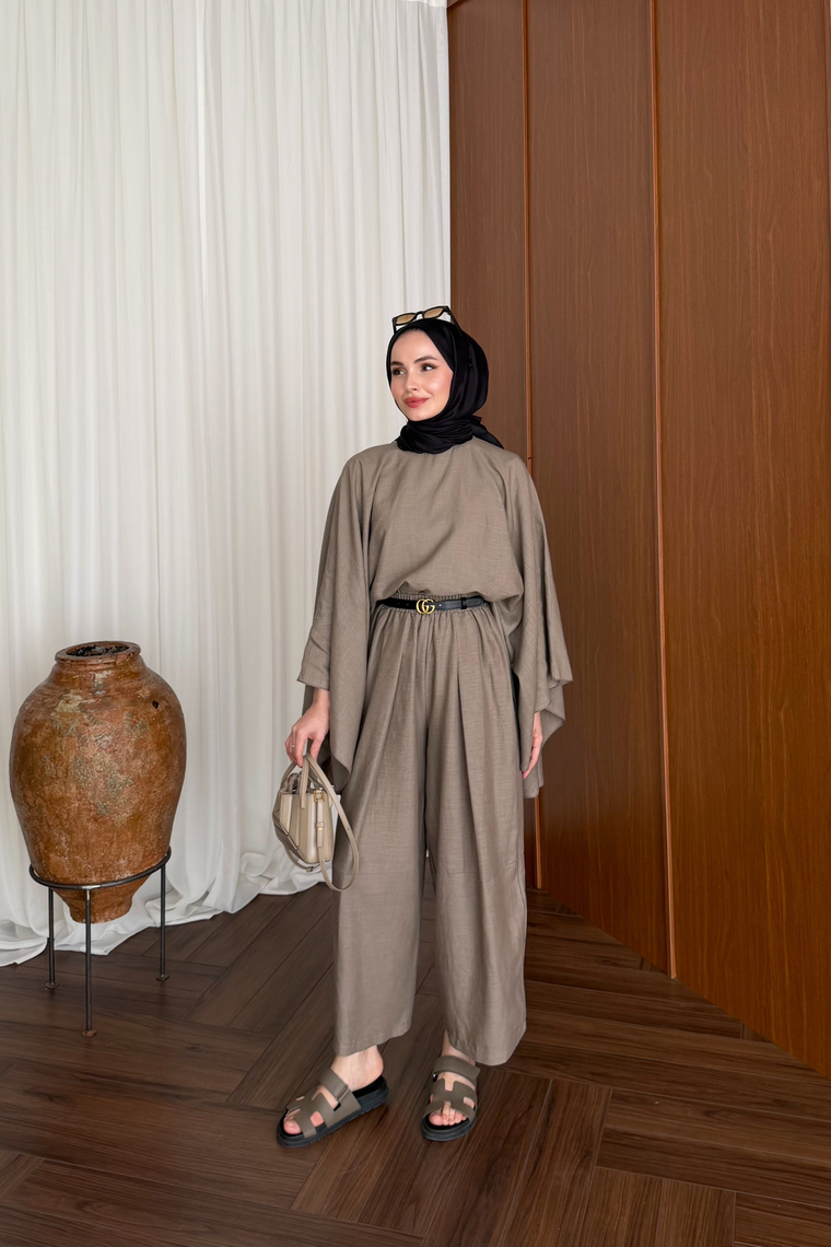 Bella Keten Premium Pantolon Takım - VİZON