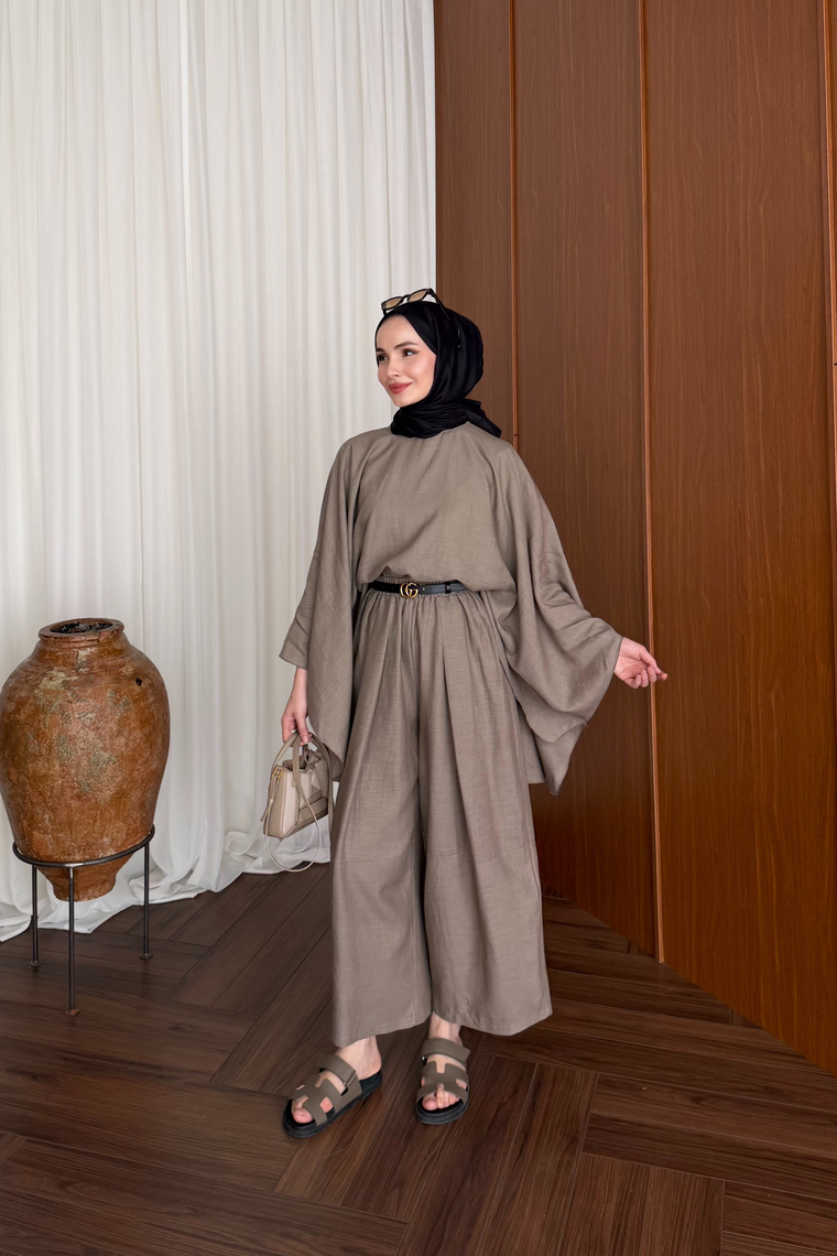 Bella Keten Premium Pantolon Takım - VİZON