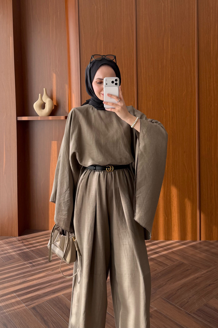 Bella Keten Premium Pantolon Takım - VİZON
