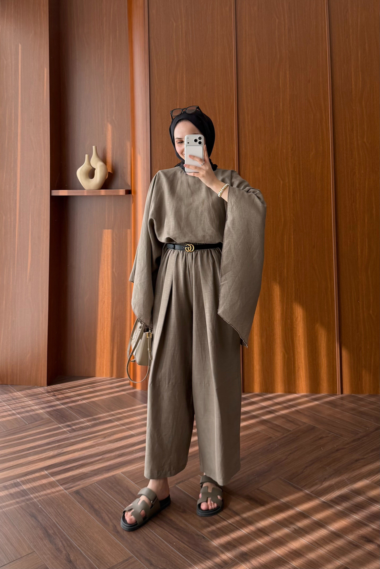 Bella Keten Premium Pantolon Takım - VİZON