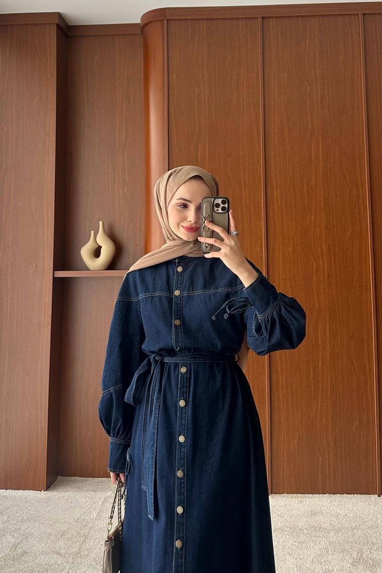Deleria Denim Elbise - KOYU MAVİ