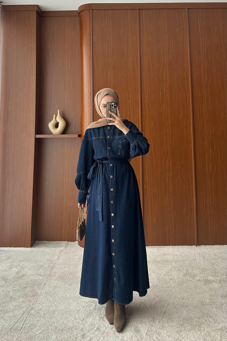 Deleria Denim Elbise - KOYU MAVİ