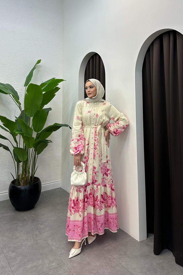 Denri Tasarım Elbise - PEMBE