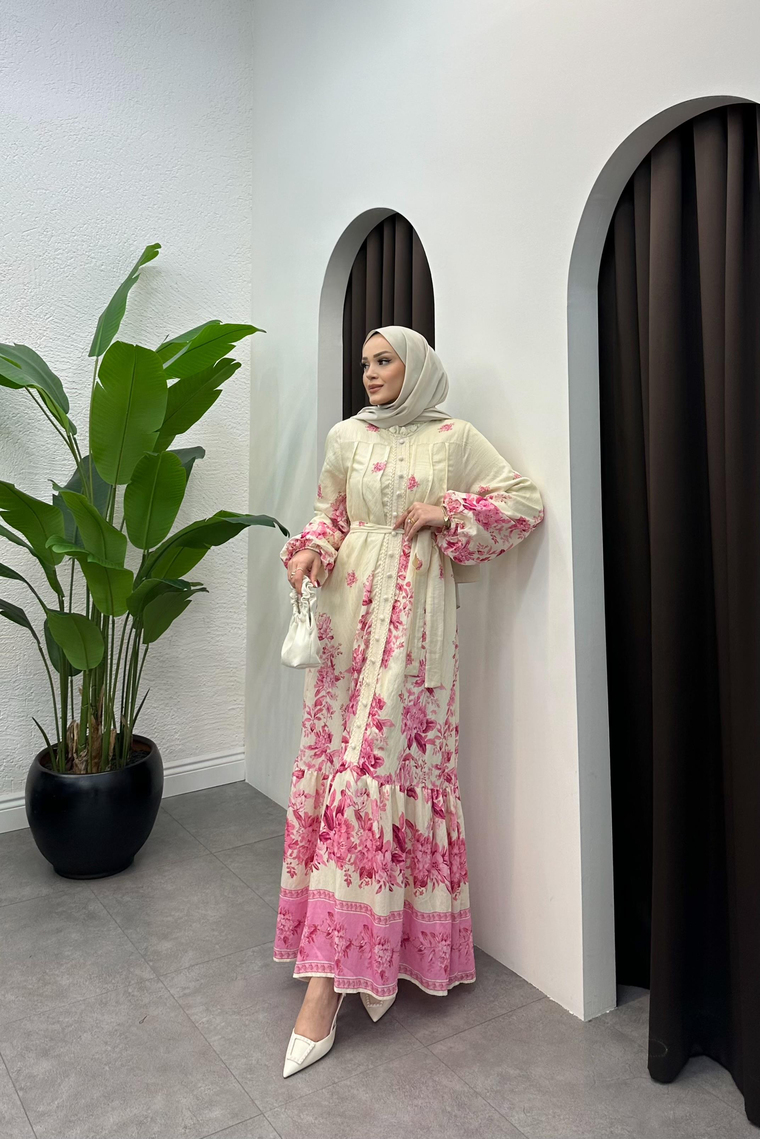 Denri Tasarım Elbise - PEMBE