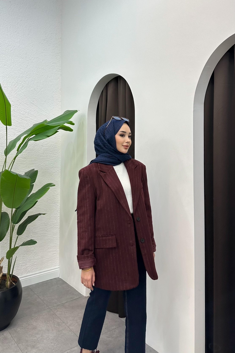Diela Blazer Kaşe Ceket - BORDO