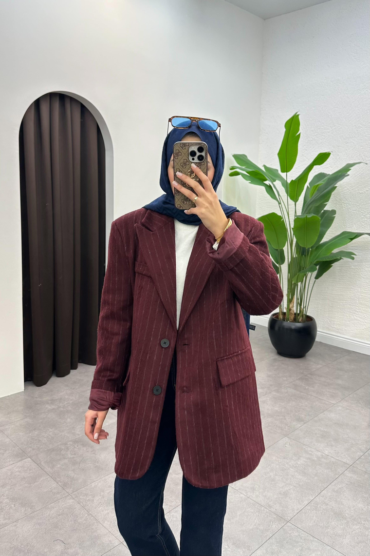 Diela Blazer Kaşe Ceket - BORDO
