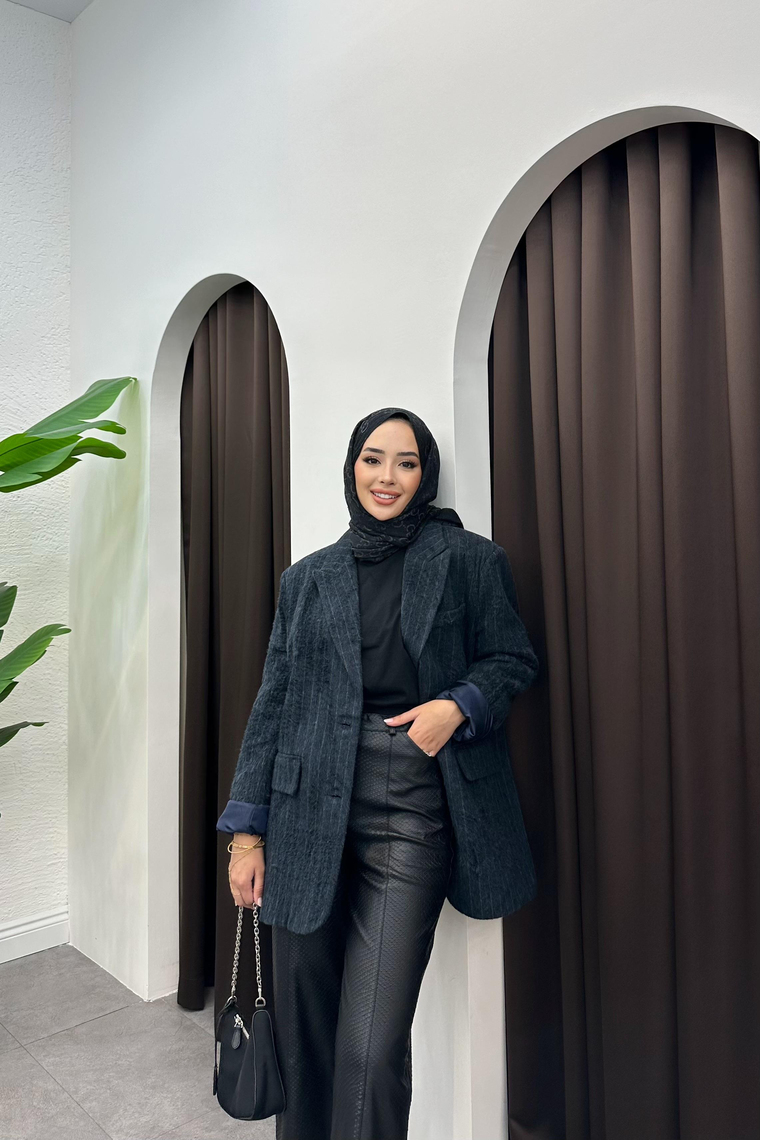 Diela Blazer Kaşe Ceket - LACİVERT