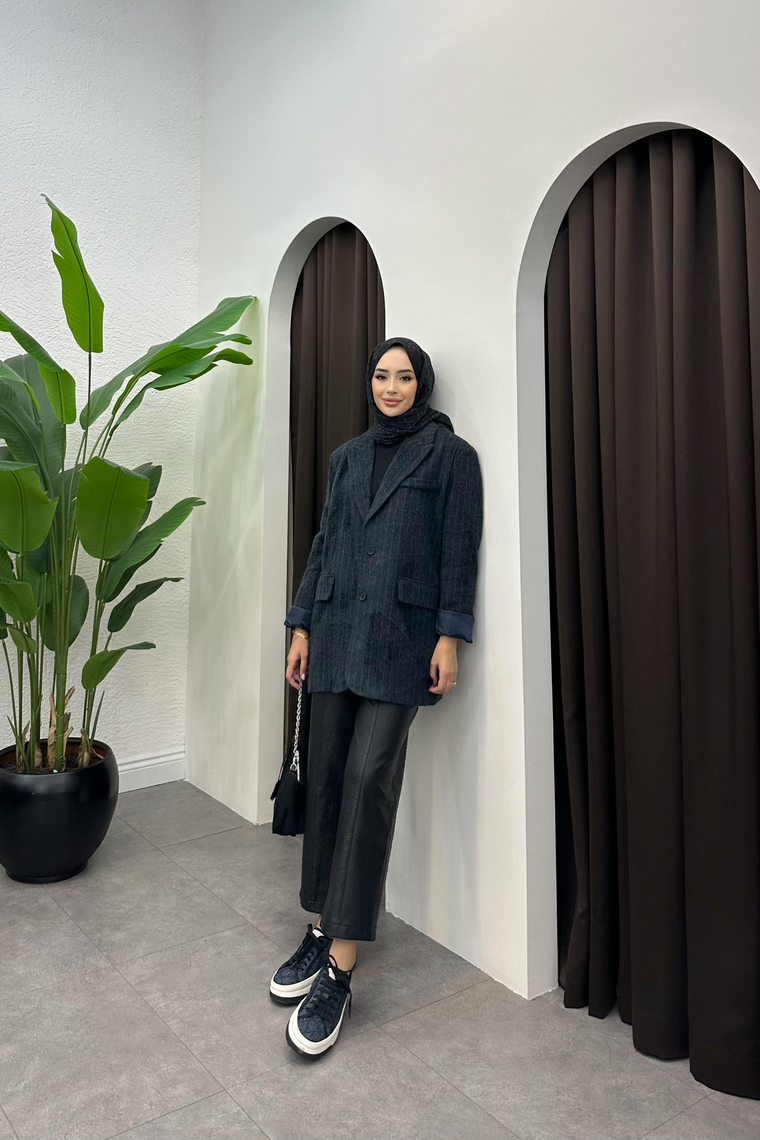 Diela Blazer Kaşe Ceket - LACİVERT