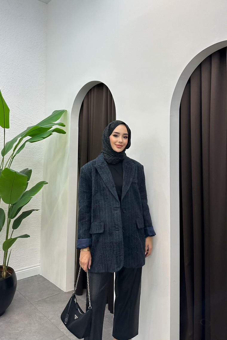 Diela Blazer Kaşe Ceket - LACİVERT