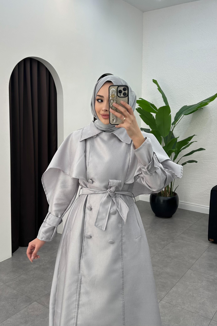Dina Trenç Elbise - GRİ