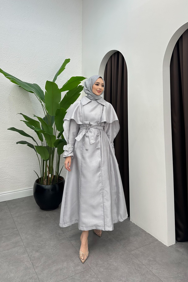 Dina Trenç Elbise - GRİ