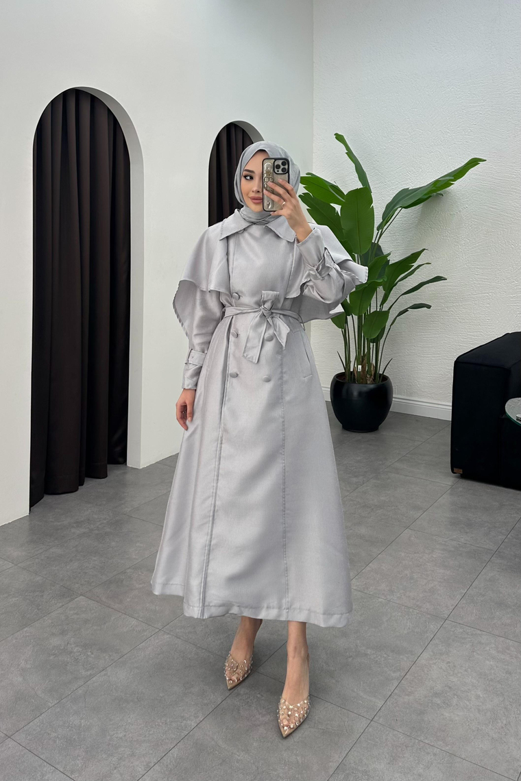 Dina Trenç Elbise - GRİ