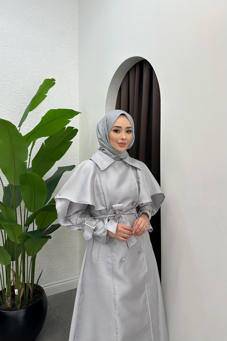 Dina Trenç Elbise - GRİ
