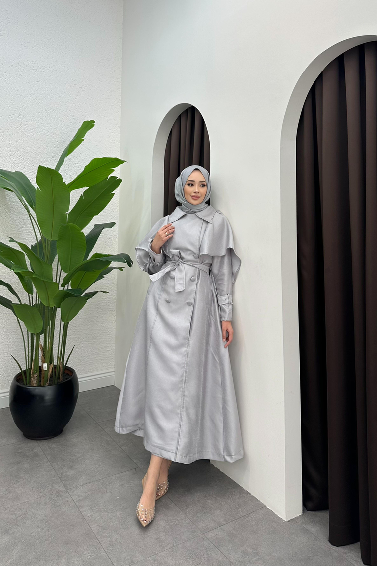 Dina Trenç Elbise - GRİ