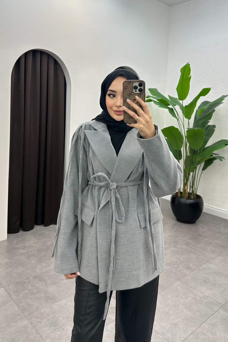 Elina Premium Kaşe Ceket - GRİ