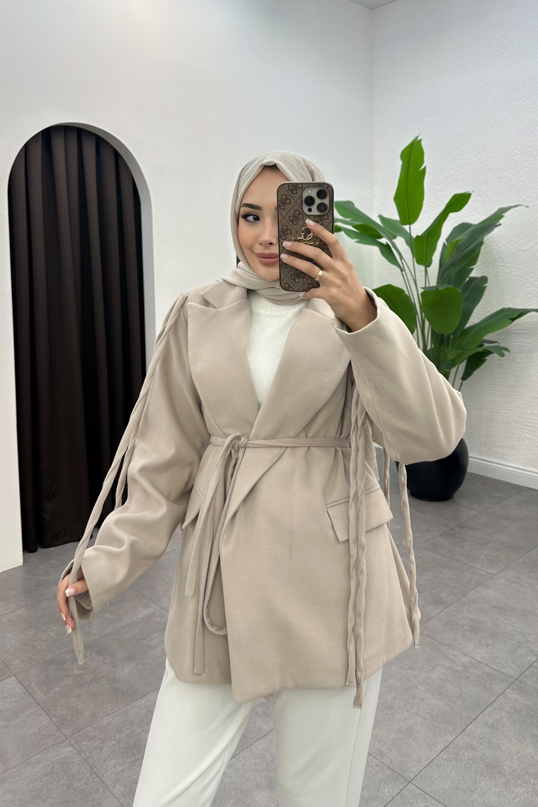 Elina Premium Kaşe Ceket - TAŞ