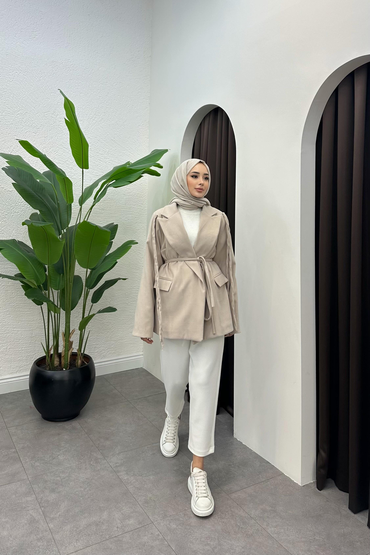 Elina Premium Kaşe Ceket - TAŞ