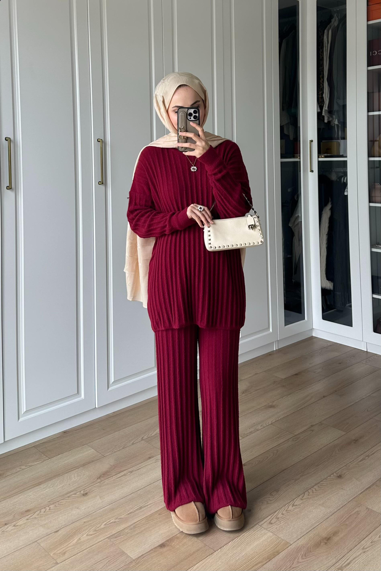 Eloria Angora İkili Takım - BORDO