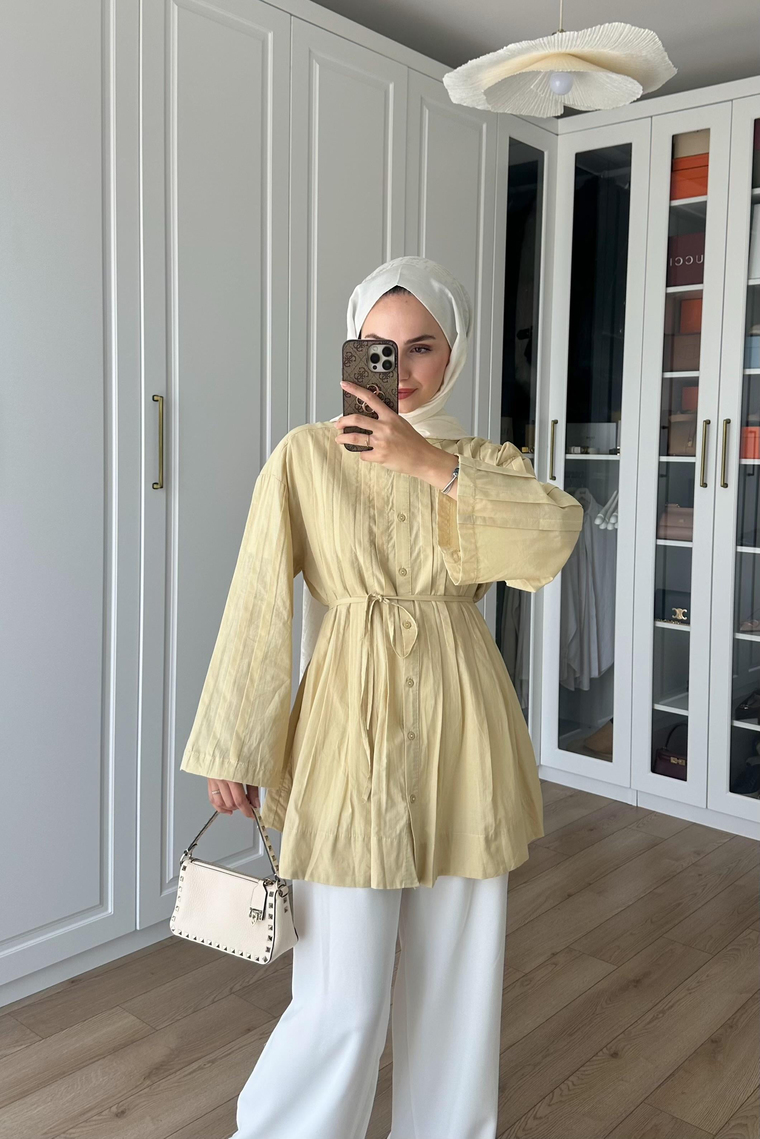 Elvis Nervür Detay Gömlek - BUTTER YELLOW