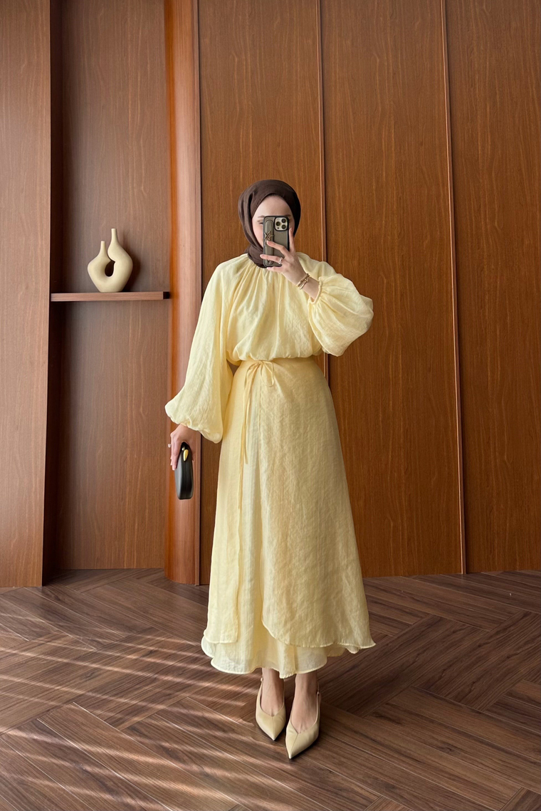 Emila Balon Kol Etek Takım - BUTTER YELLOW