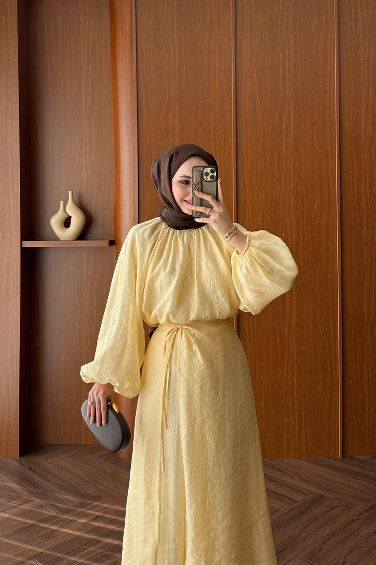 Emila Balon Kol Etek Takım - BUTTER YELLOW
