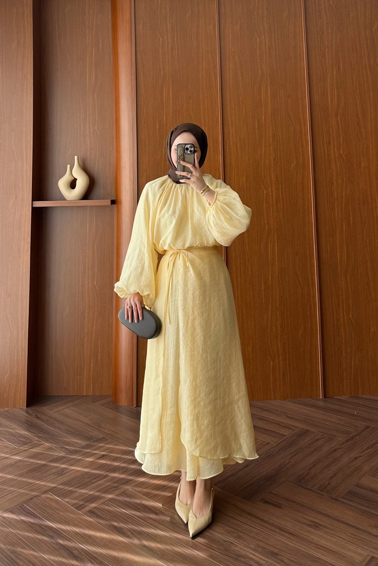 Emila Balon Kol Etek Takım - BUTTER YELLOW
