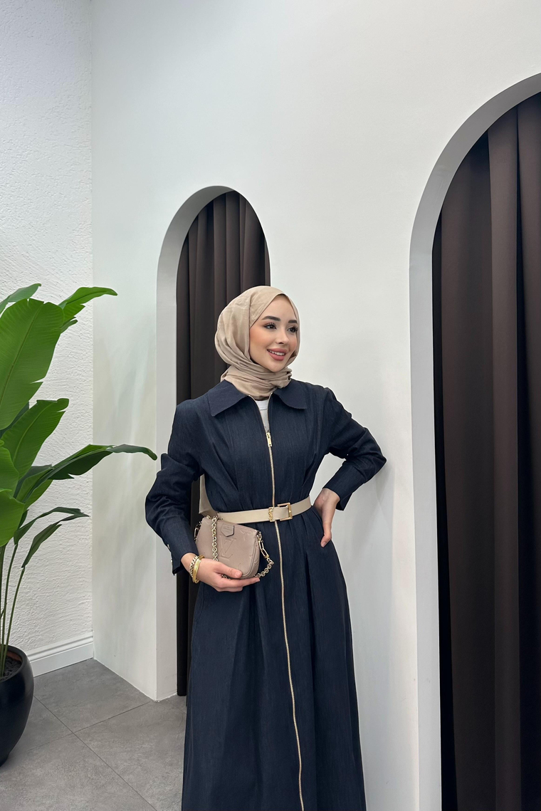 Evsa Denim Elbise - LACİVERT