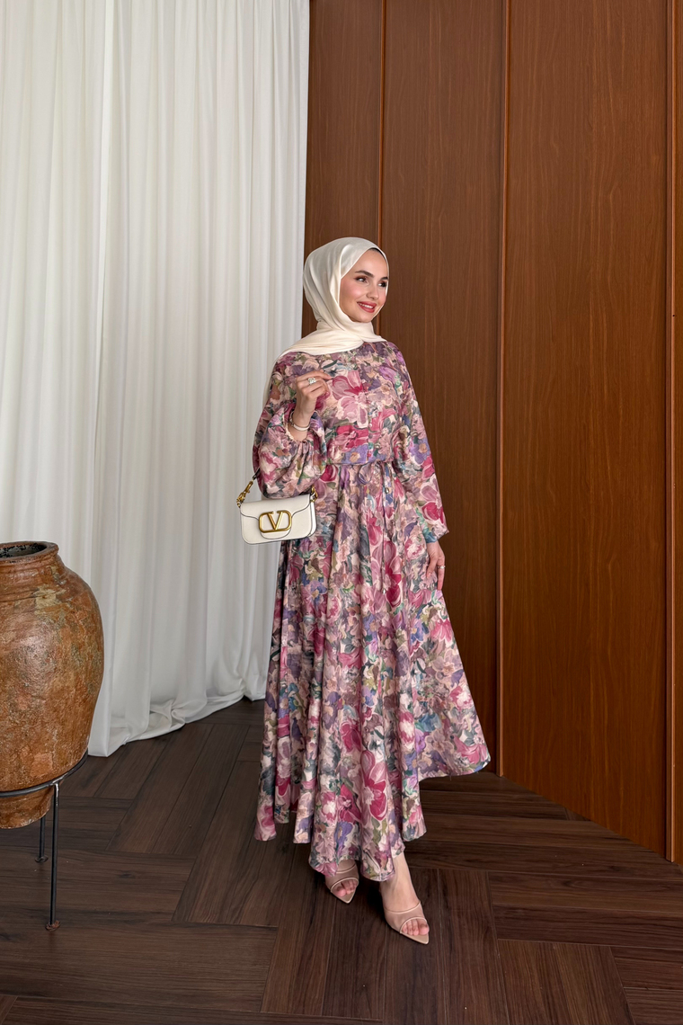 Flora Çiçek Desenli Elbise - MÜRDÜM