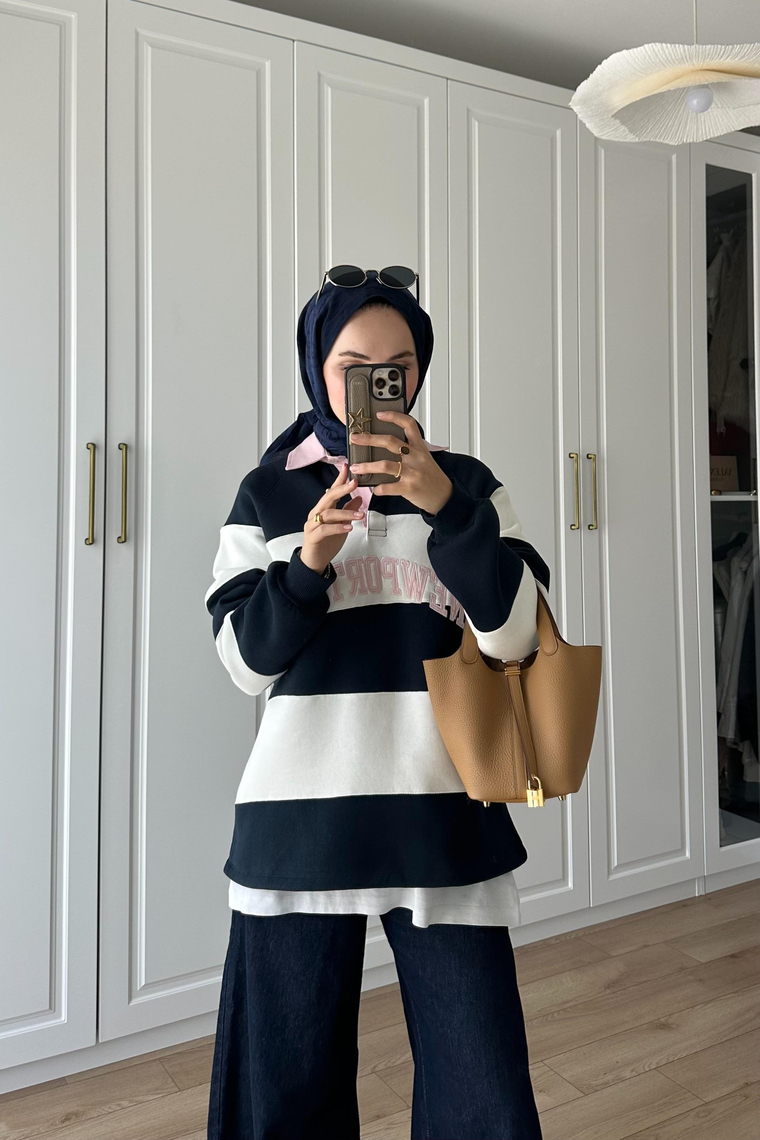 Gabardin Yaka Detay Sweat - PEMBE