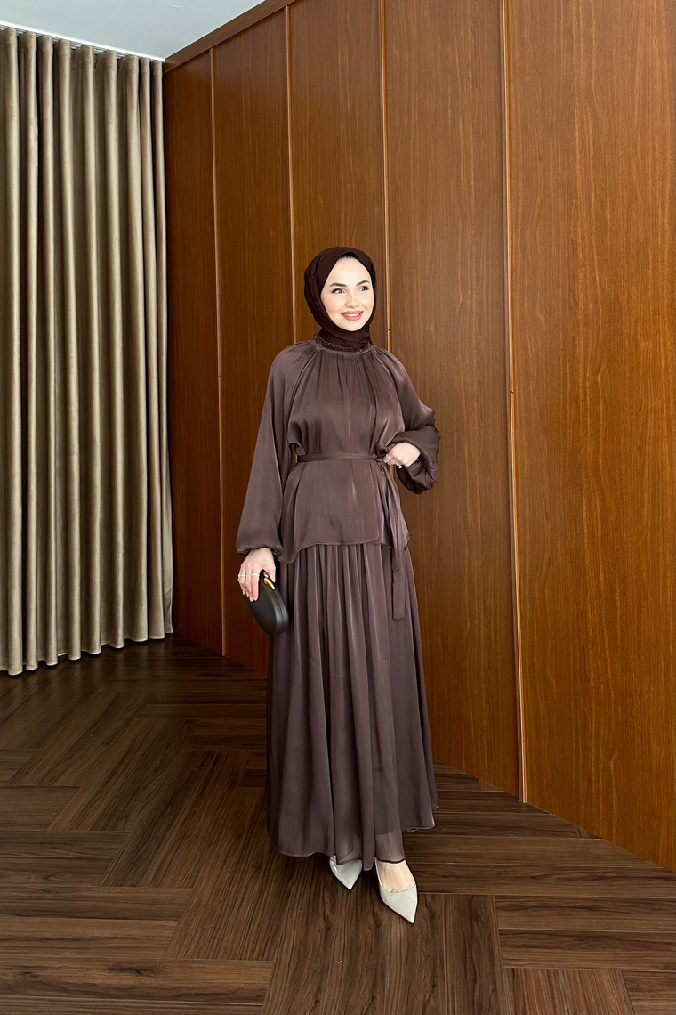 Godia Tasarım Etek takım - KAHVE