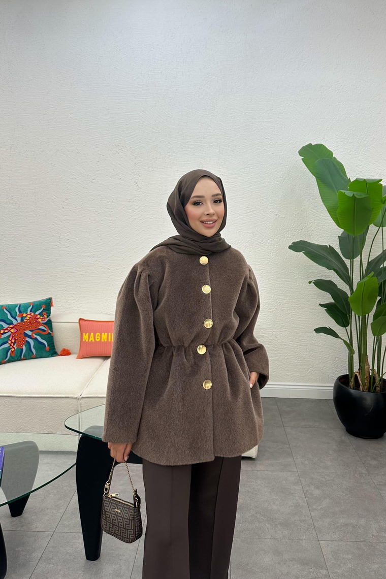 Gold Fox Beli Lastikli Ceket - KAHVE
