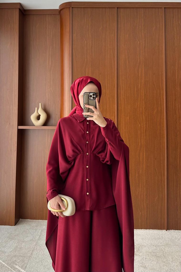 Hola Tasarım Pantolon Takım - BORDO