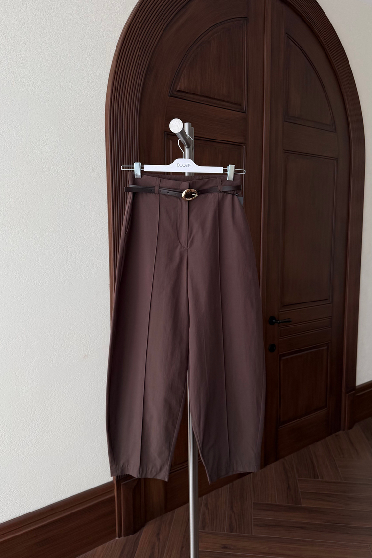 Kemer Detay Barrel Pantolon - KAHVE