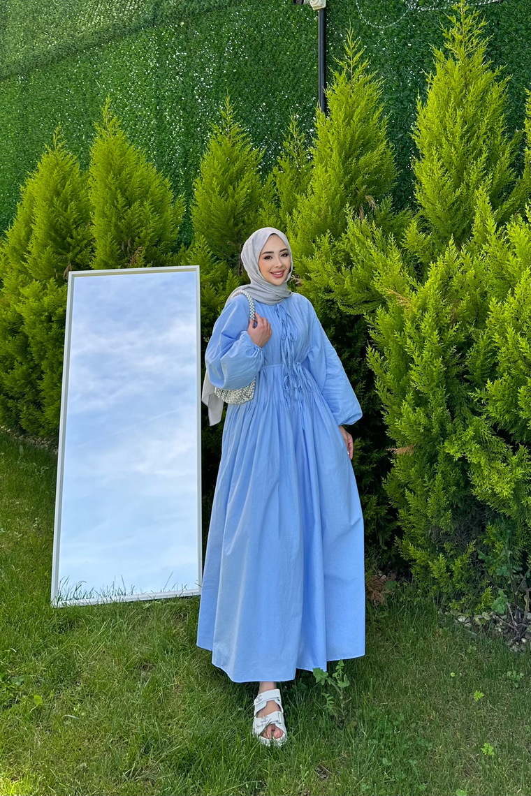 Kendy Poplin Elbise - MAVİ