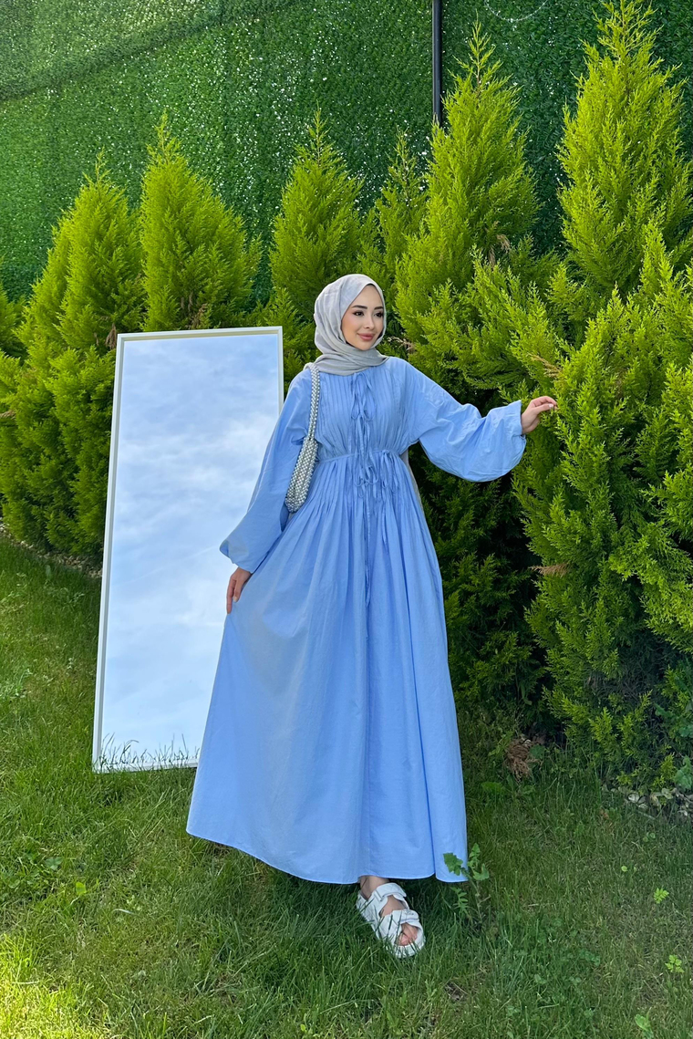 Kendy Poplin Elbise - MAVİ