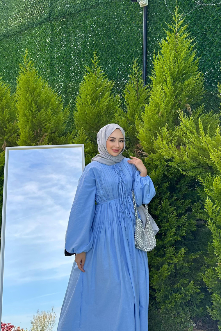 Kendy Poplin Elbise - MAVİ