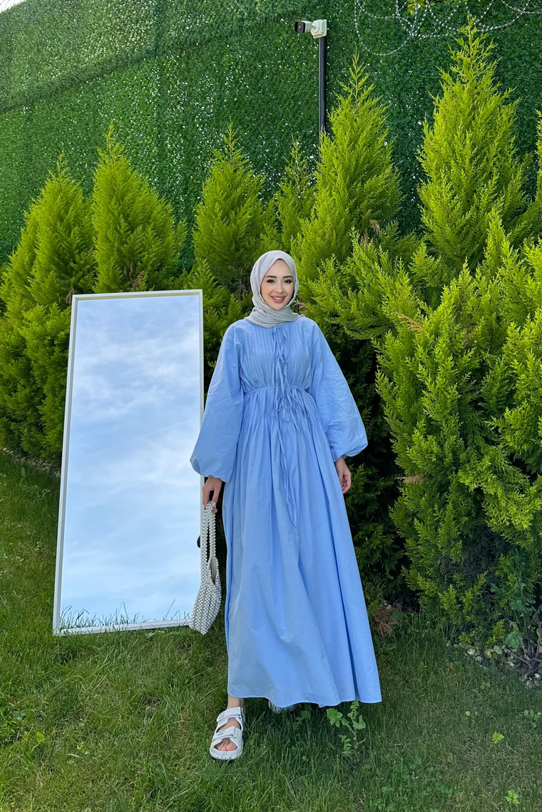 Kendy Poplin Elbise - MAVİ