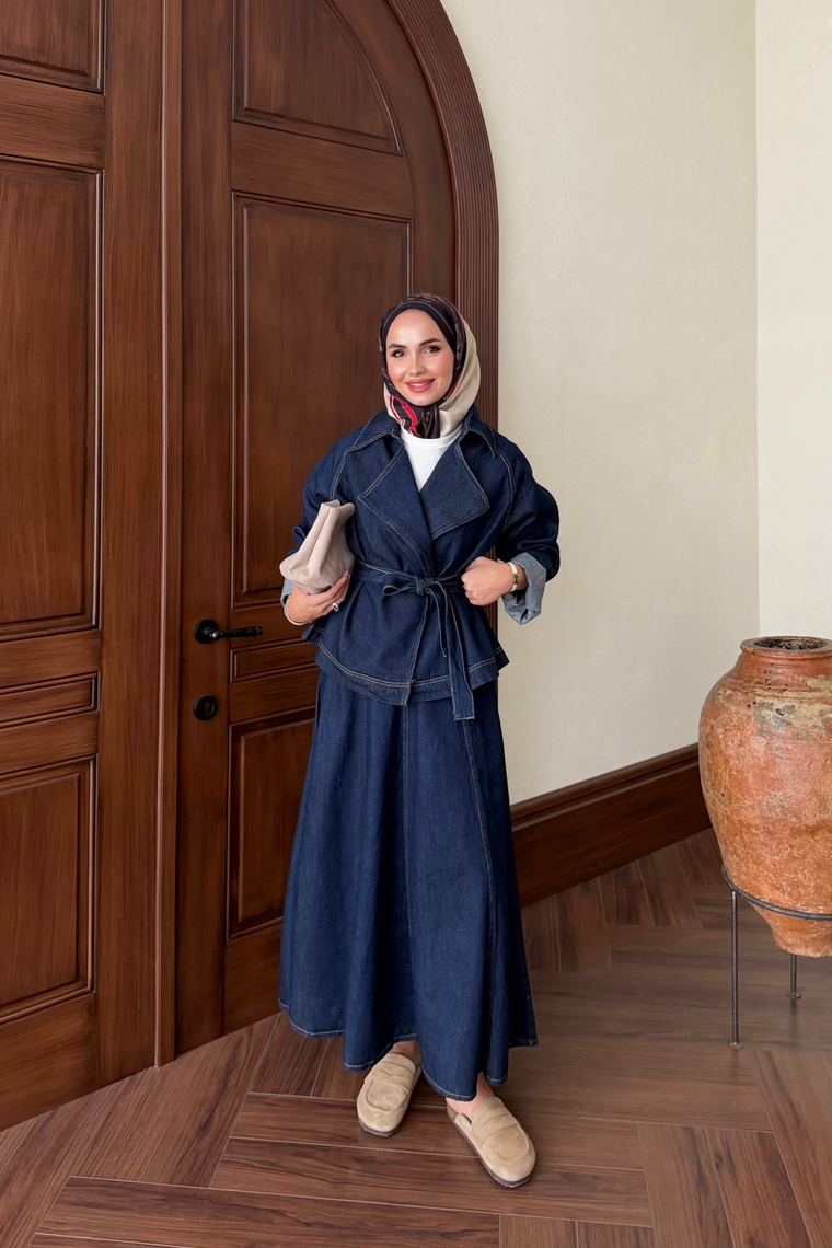 Lola Denim Etek Takım - LACİVERT
