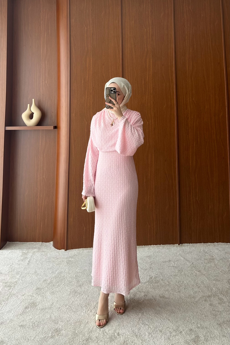 Madella Dantel Elbise - PEMBE