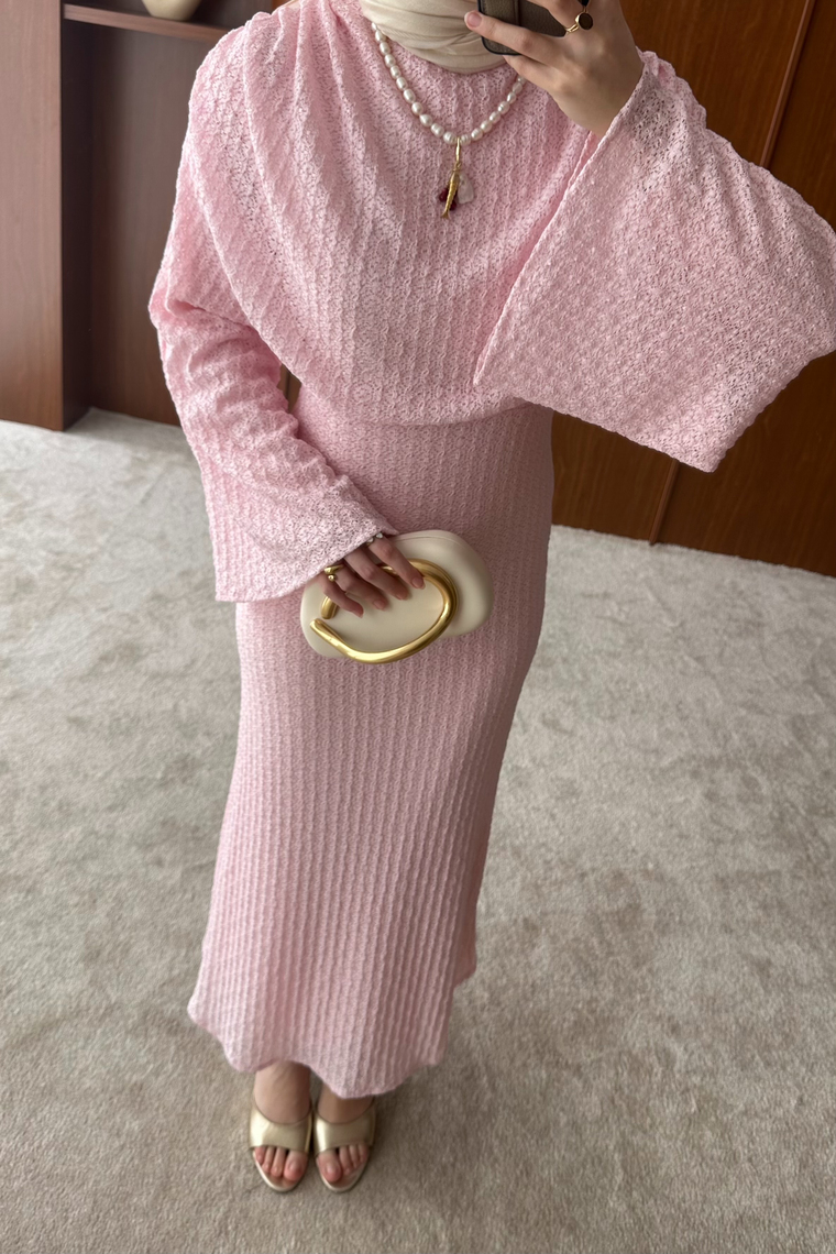 Madella Dantel Elbise - PEMBE