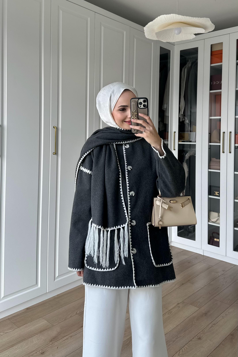 Mari Atkı Detay Ceket - ANTRASİT