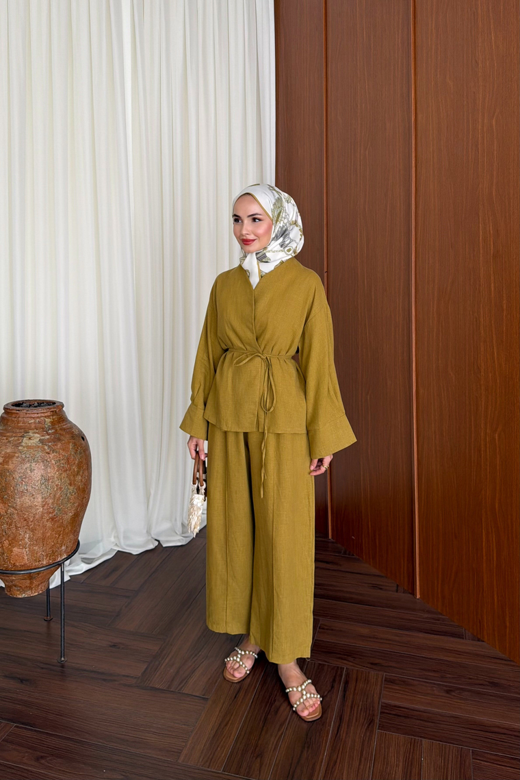Maria Çımalı Pantolon Takım - YAĞ YEŞİLİ