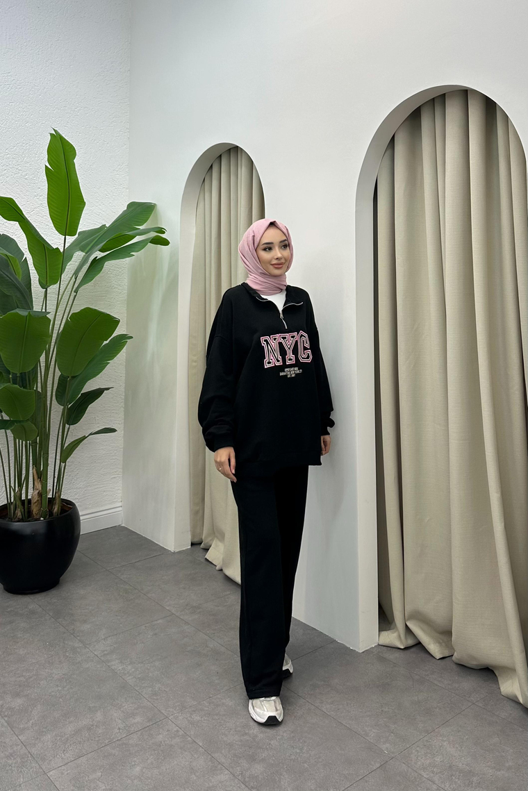 Mary Fermuar Detaylı Takım - SİYAH