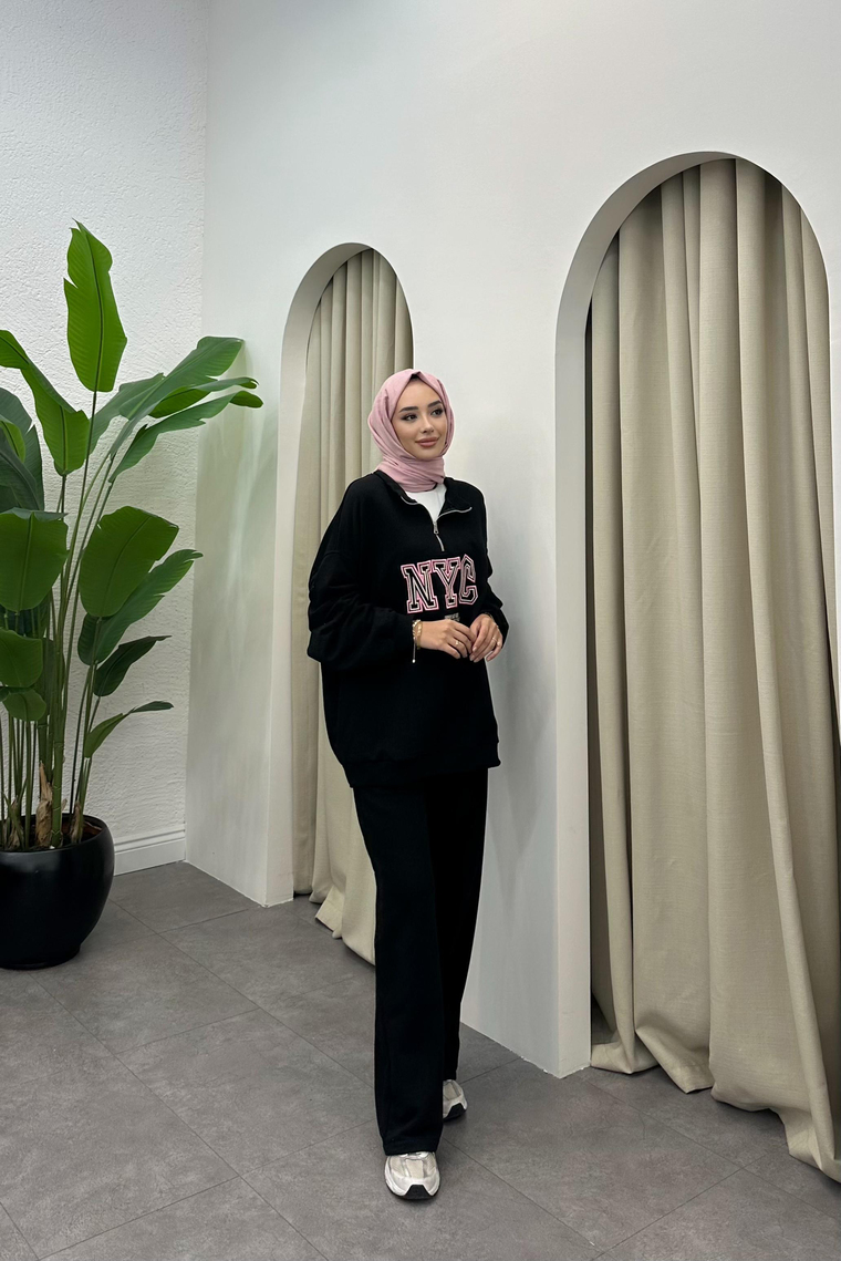 Mary Fermuar Detaylı Takım - SİYAH