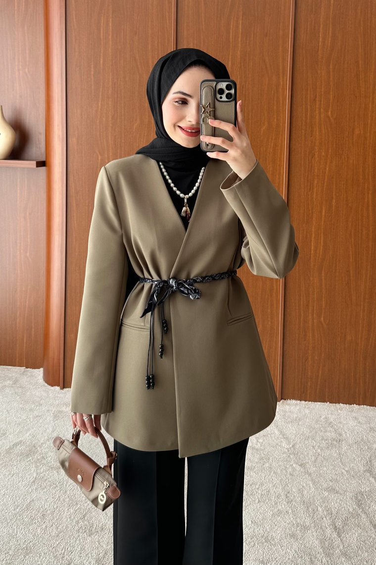 Mary Yakasız Ceket - HAKİ