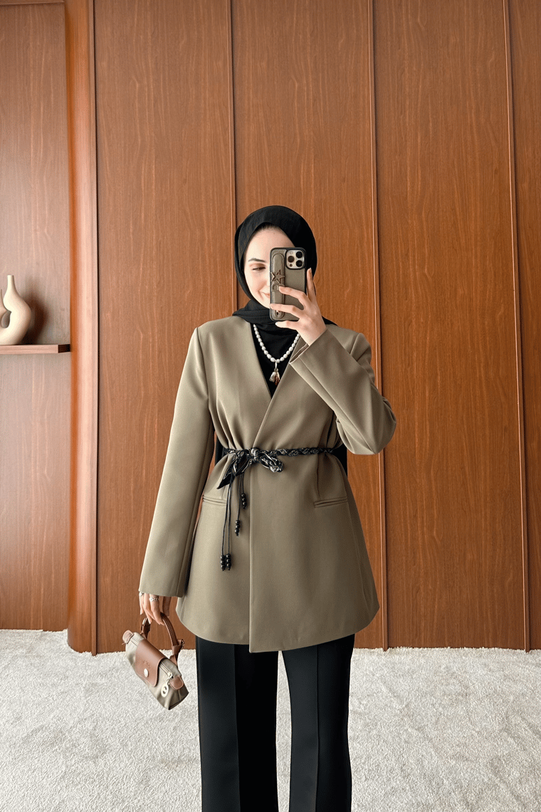Mary Yakasız Ceket - HAKİ